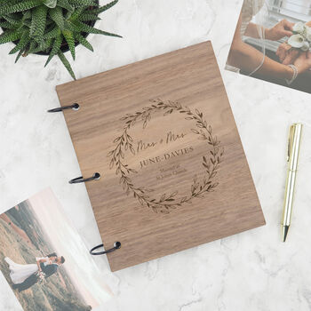 Personalised Wedding Gift For Couple Wreath Scrapbook, 9 of 11
