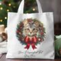 Personalised Tote Bag Cat In Christmas Wreath. 20 Different Breeds, thumbnail 5 of 12