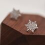 Snowflake Stud Earrings In Sterling Silver, thumbnail 1 of 12