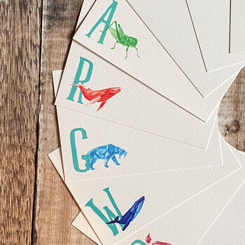 Set Of 10 Animal And Letter Notecards: Personalised, 11 of 12