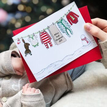 Personalised Baby's First Christmas Washing Line Card, 2 of 10