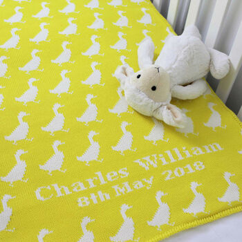 Personalised Knitted Duck Baby Blanket, 9 of 12