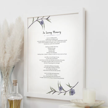 Personalised Funeral Wedding Anniversary Lyrics Print, 7 of 9