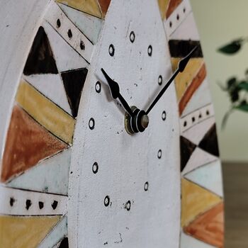 Large Mantel Clock In Shades Of Yellow Triangle Motif, 6 of 9