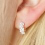Irregular Pearl Crystal Huggie Hoop Earrings, thumbnail 2 of 10