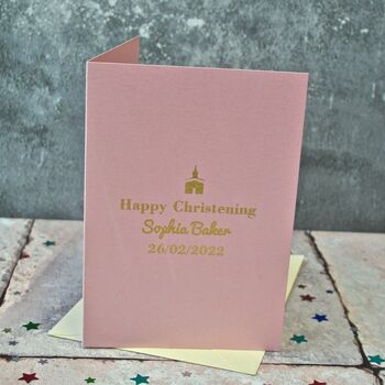Personalised Foiled 'Church' Christening Card, 2 of 3