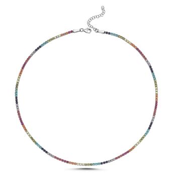 Rainbow Colourful Sterling Silver Tennis Necklace, 4 of 5