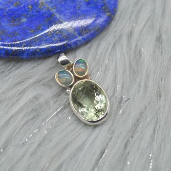 Green Amethyst, Opal Pendant, 7 of 8