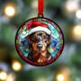 Dachshund Dapple In Santa Hat Suncatcher Decoration, thumbnail 2 of 6
