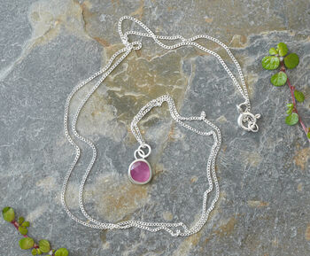 Small Rose Pink Tourmaline Necklace In Sterling Silver, 2 of 3
