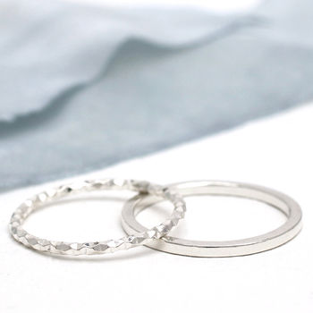 Sterling Silver Dainty Rings. Stackable Ring Set, 7 of 12