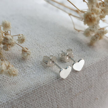 Sterling Silver 925 Solid Love Heart Ear Stud Earrings, 6 of 8