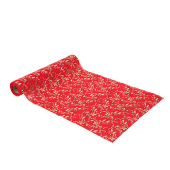 Red And Gold Muslin Vine Flowers Table Runner 3m Christmas Table Scape, 2 of 4