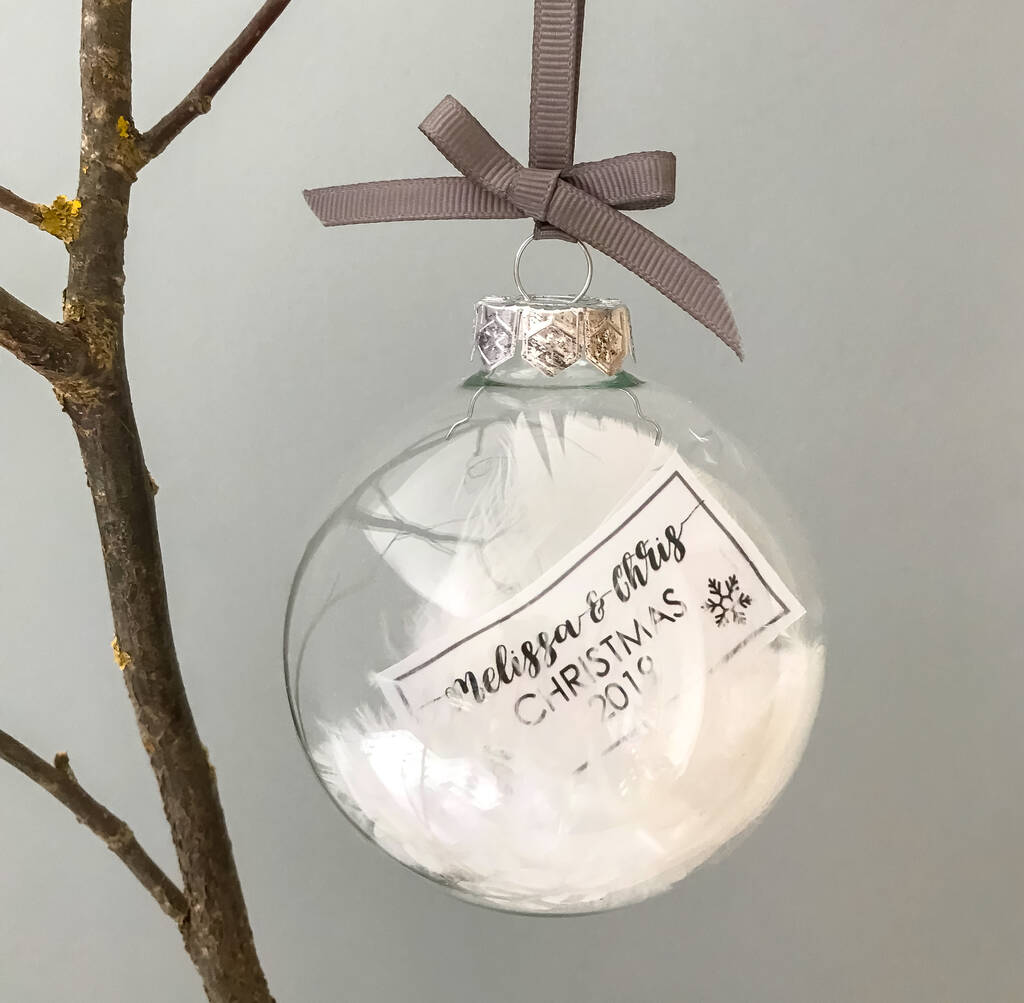 Personalised Couples Feather Filled Christmas Bauble By Little Bird ...