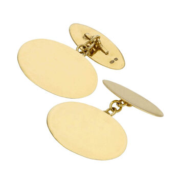 Personalised 9ct Solid Gold Oval Chain Cufflinks, 3 of 5
