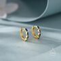 Sapphire Blue Marquise Cz Huggie Hoop Sterling Silver, thumbnail 5 of 12