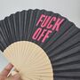 Handheld Fuck Off In Pink Folding Fan, thumbnail 1 of 3