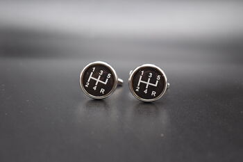 Gear Stick Silver Black Cufflinks Gift For Car Lovers Accessory, 5 of 6