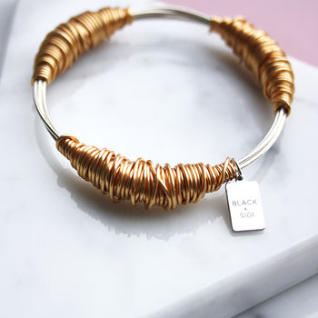 Wire Wrapped Gold And Silver Juno Bangle, 2 of 3