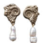 Fossils Earrings In Brass With Baroque Pearls, thumbnail 5 of 5