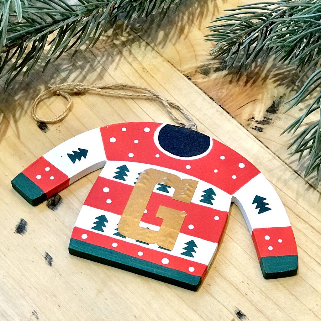 Personalised Christmas Jumper Christmas Decoration By The Alphabet Gift