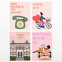 Set Of Four 'Sending Love' Postcards With Envelopes, thumbnail 1 of 6