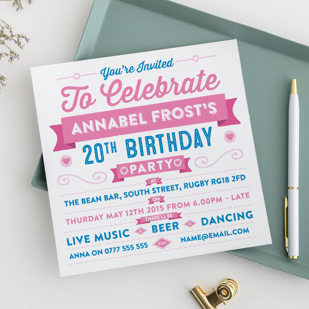 Personalised Celebration Birthday Party Invite, 1 of 3
