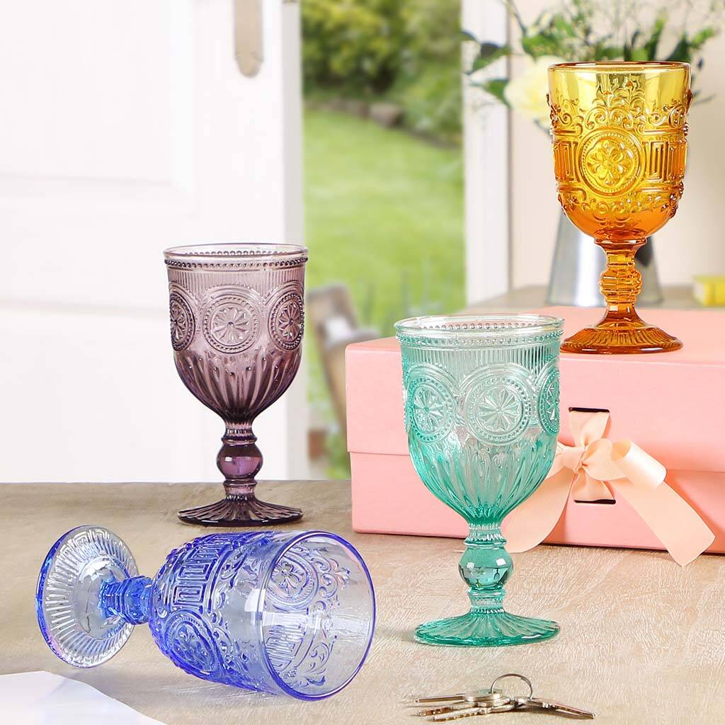 Luxury Embossed Coloured Wine Goblet Collection By Dibor ...