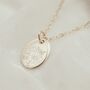 Personalised Tiny Oval Birth Flower Necklace, thumbnail 3 of 6