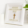 Personalised Wooden Cross Christening Keepsake Frame With Scrabble, thumbnail 1 of 9