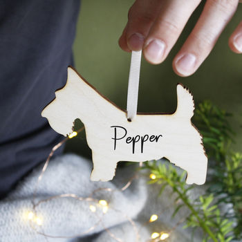 Dog Personalised Wooden Christmas Hanging Decoration, 2 of 12
