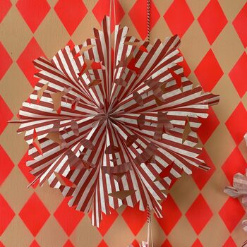 Red And White Stripy Paper Fan Decoration Kit, 2 of 5