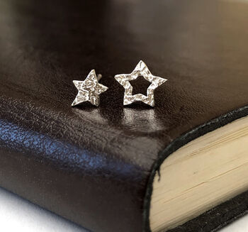 Teacher Thank You Gift Sterling Silver Mismatched Star Earrings, 4 of 11