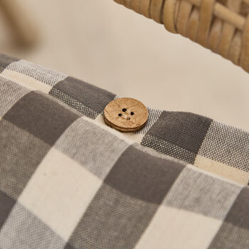 Set Of Two Grey Gingham Seat Pads With Buttons, 5 of 6