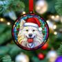 Samoyed In Santa Hat Suncatcher Decoration, thumbnail 2 of 5