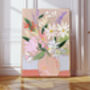 Pastel Pink Flowers Vase Art Print, thumbnail 1 of 3