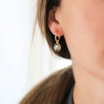 Manhattan Gold Plated And Labradorite Gemstone Earrings, 2 of 4