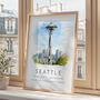 Travel City Landmark Poster For Seattle USA, thumbnail 2 of 7