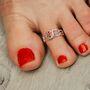 Sterling Silver Red Colourful Stone Bohemian Toe Ring, thumbnail 3 of 4