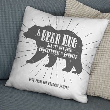 'A Bear Hug From' Personalised Locations Cushion, 8 of 9