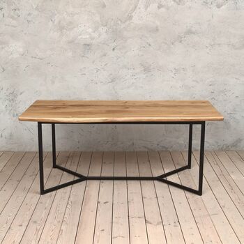 Dean Solid Live Edge Oak Industrial Dining Table, 2 of 5