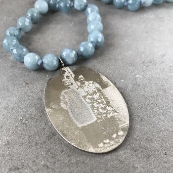 Personalised Photo Memory Necklace With Blue Agate, 4 of 6