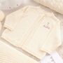 White Personalised Christening Matinee Cardigan With Cross, thumbnail 2 of 12