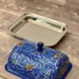 Handpainted Blue Swirl Patterned Butter Dish, thumbnail 2 of 5