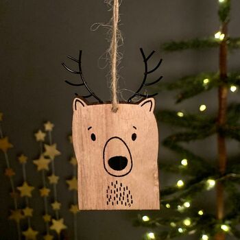 Woodland Animal Hanging Decoration With Antlers, 3 of 4