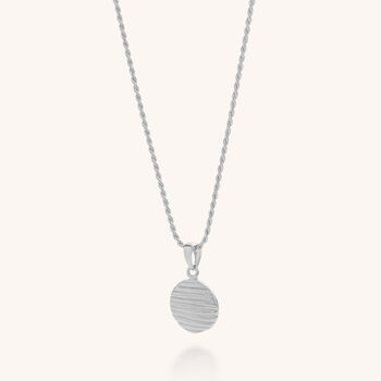 Sterling Silver Wave Disc Necklace, 2 of 5