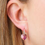 Crystal Pink Heart Sterling Silver Hoop Earrings, thumbnail 1 of 3