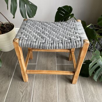Upcycled 70's Woven Stools With Felted Merino Wool, 11 of 12