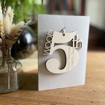 Personalised 5th Wood Wedding Anniversary Card, 3 of 4