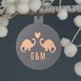 Couples Personalised Dinosaur Christmas Tree Decoration, thumbnail 2 of 10